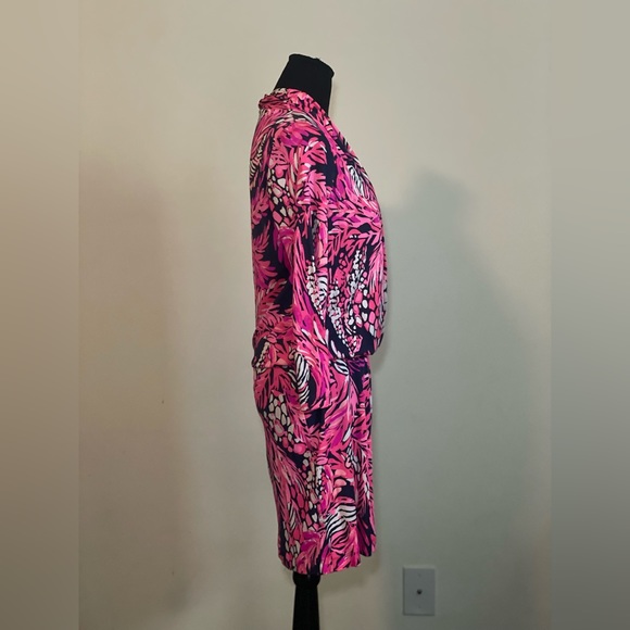 Lilly Pulitzer- Felicia dress Bright‎ Navy and pink with floral prints Size S - Picture 7 of 11
